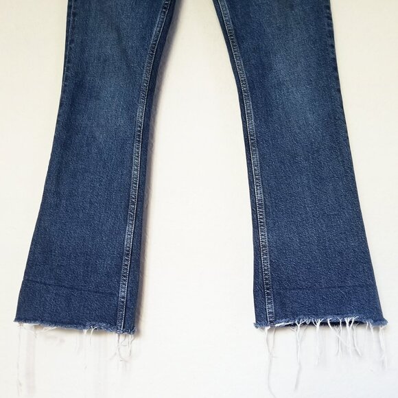 Anine Bing Lara Flared Jeans 27 Mid Indigo Blue High Waist Raw Hem Designer $230 - Picture 15 of 16